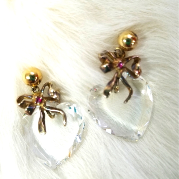 Vintage Lenox crystal heart earrings - Picture 5 of 11
